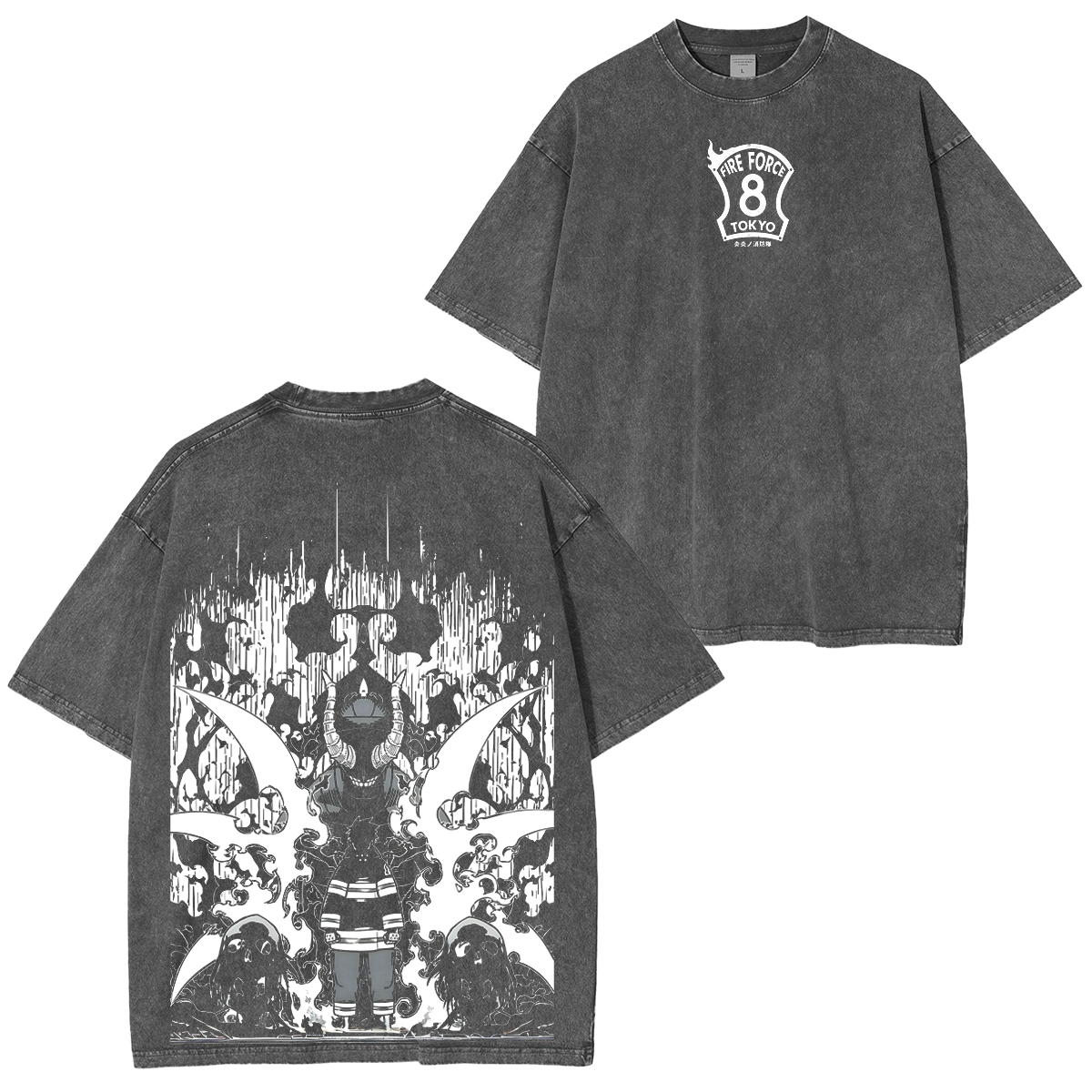 Camiseta Unisex Lavada de Shinra Kusakabe, Manga de Fire Force