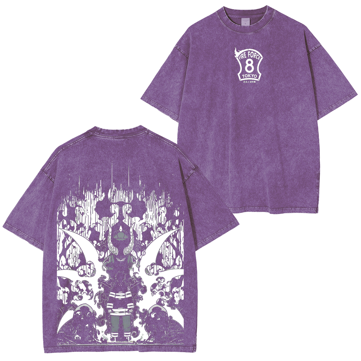 Camiseta Unisex Lavada de Shinra Kusakabe, Manga de Fire Force