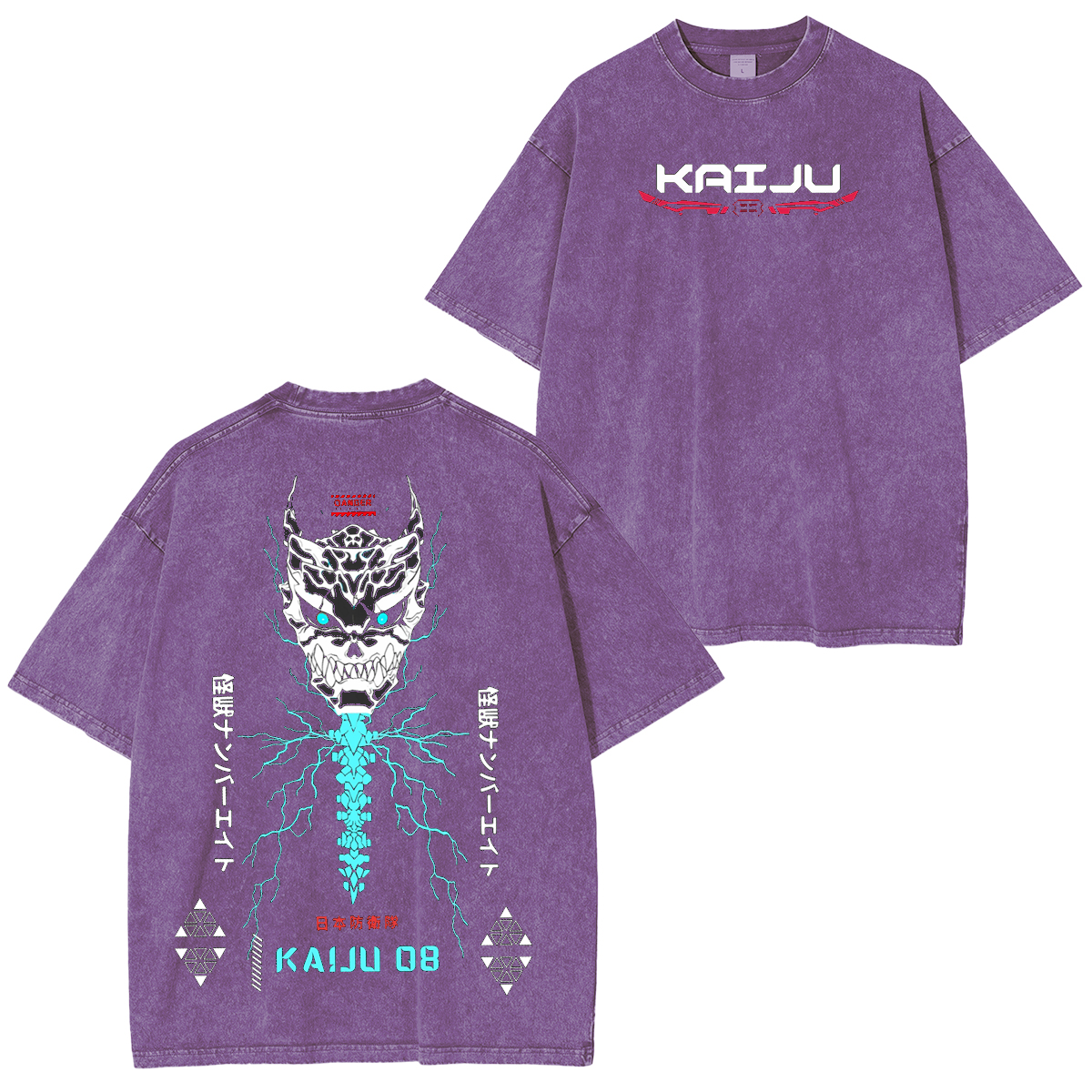 Camiseta unisex lavada de anime Kaiju No. 8