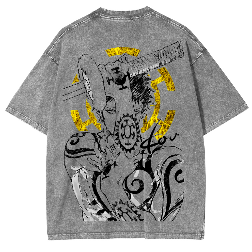 Trafalgar D. Water Law,One Piece Anime Unisex Washed T-Shirt