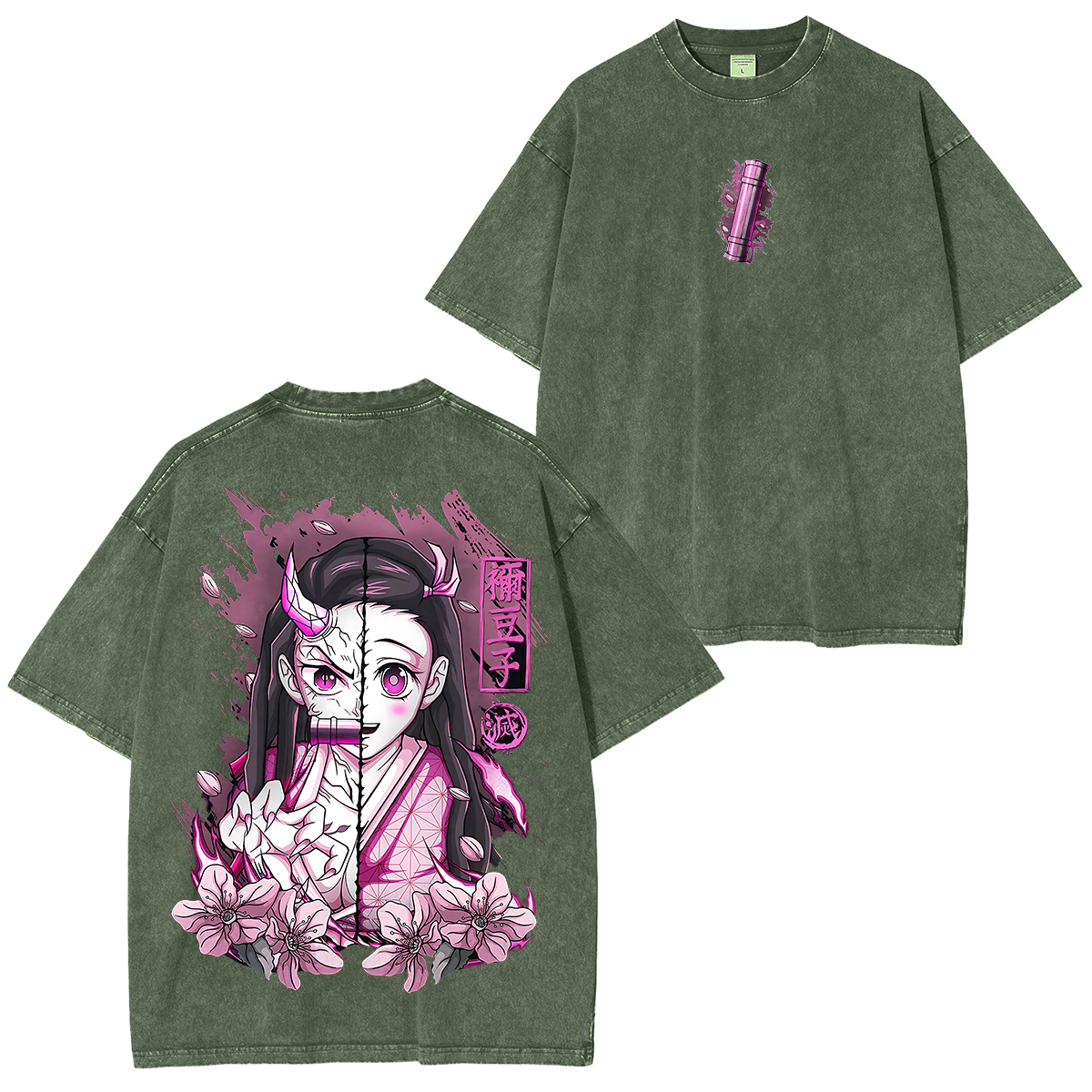 Nezuko Kamado, Demon Slayer Anime Unisex Washed T-Shirt