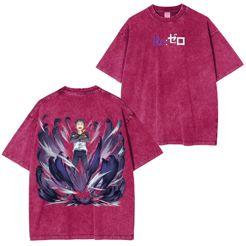 Camiseta lavada unisex Re:Zero Anime
