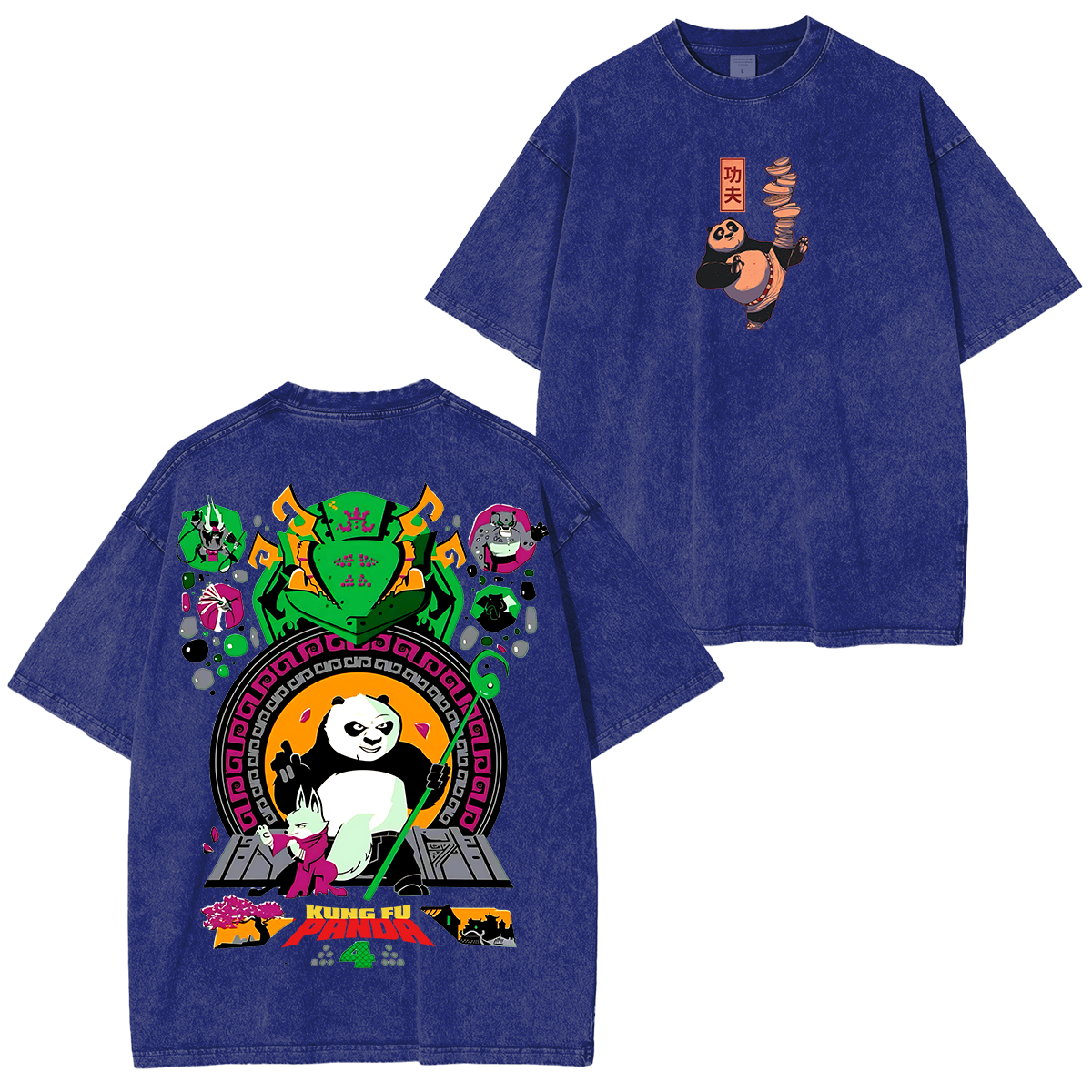 Camiseta unisex lavada de anime Kung Fu Panda