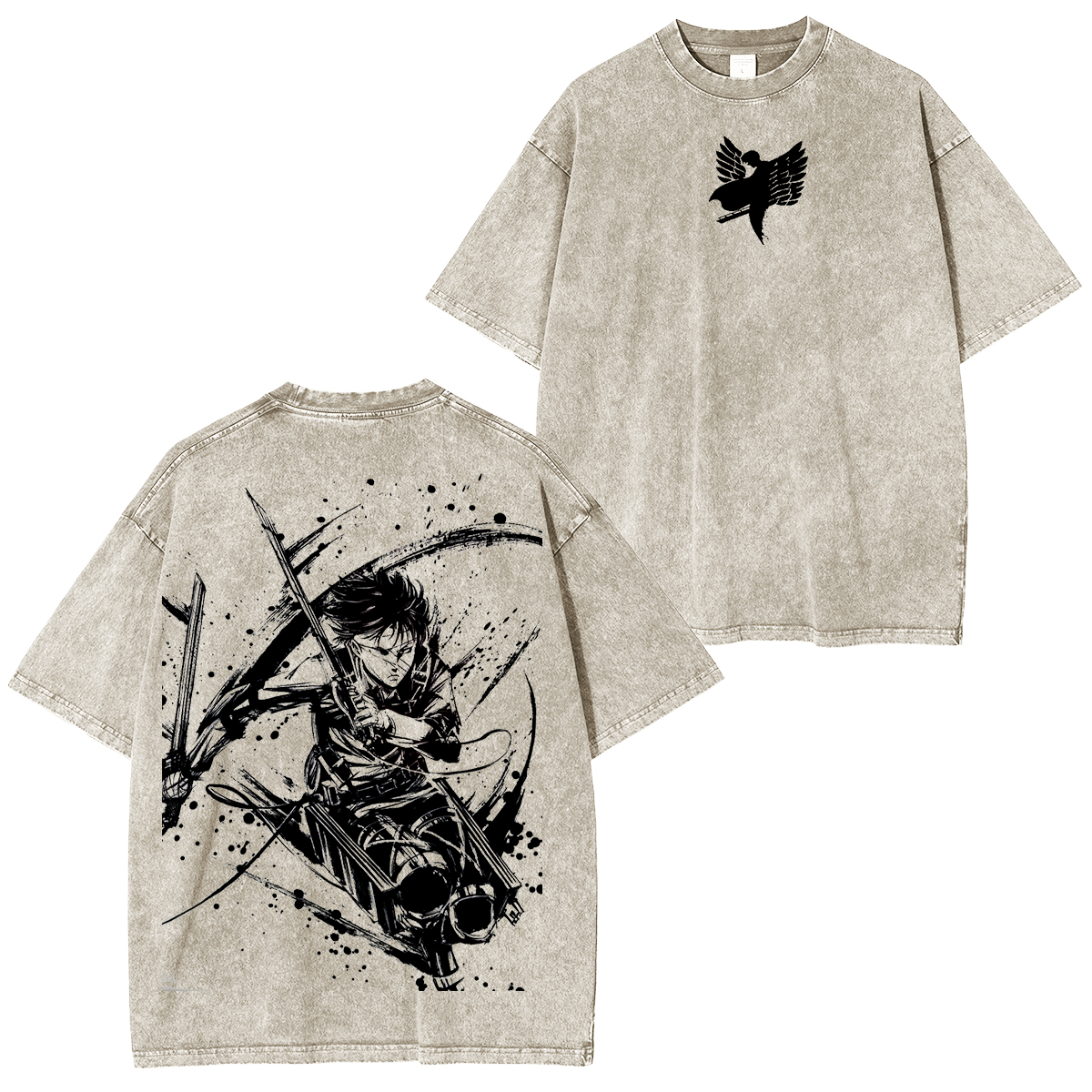 Camiseta unisex lavada de Levi Ackerman, del anime Attack on Titan
