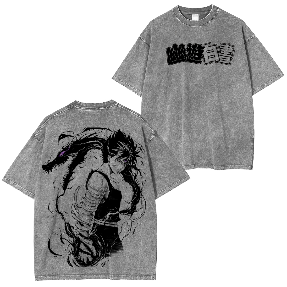 Camiseta unisex lavada de anime YuYu Hakusho