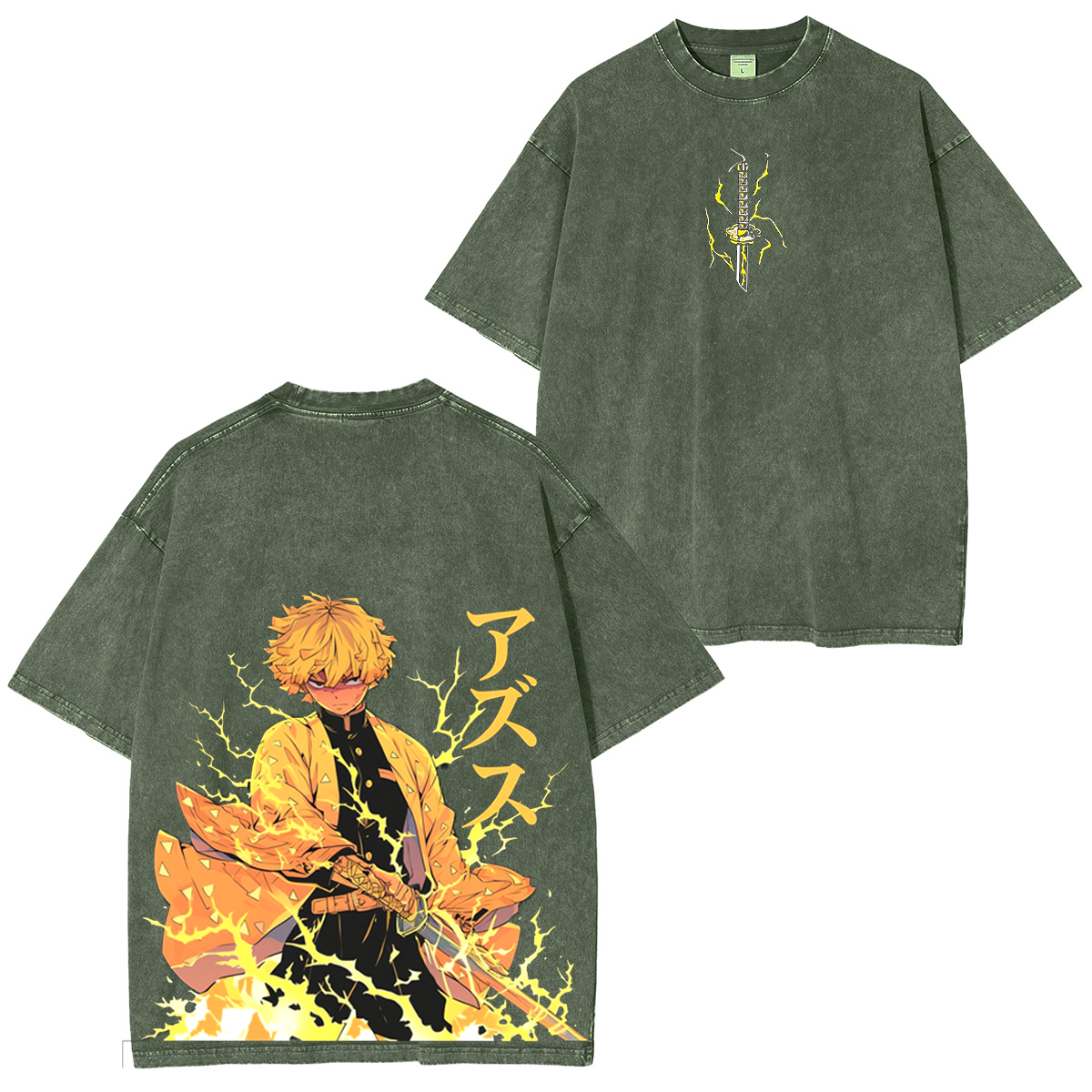 Zenitsu Agatsuma,Demon Slaye Anime Unisex Washed T-Shirt