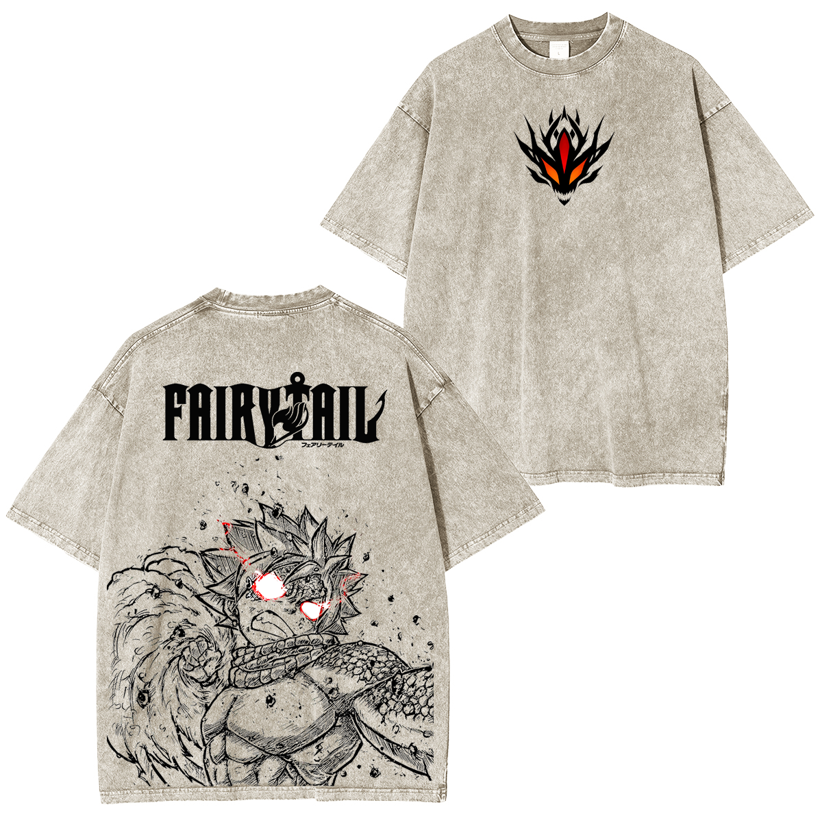 T-shirt unisexe délavé Natsu Dragneel, anime Fairy Tail