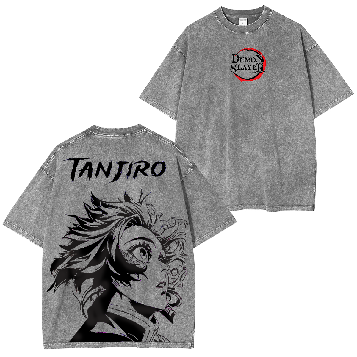Camiseta lavada unisex de anime Demon Slayer