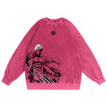 Sweat-shirt ras du cou unisexe lavé Zenitsu Demon Slayer Anime