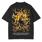 T-shirt délavé unisexe Zenitsu, Anime Demon Slayer