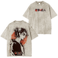 Camiseta unisex lavada de anime Ataque a los Titanes de Eren