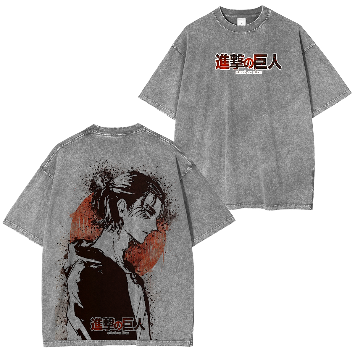 Camiseta unisex lavada de anime Ataque a los Titanes de Eren