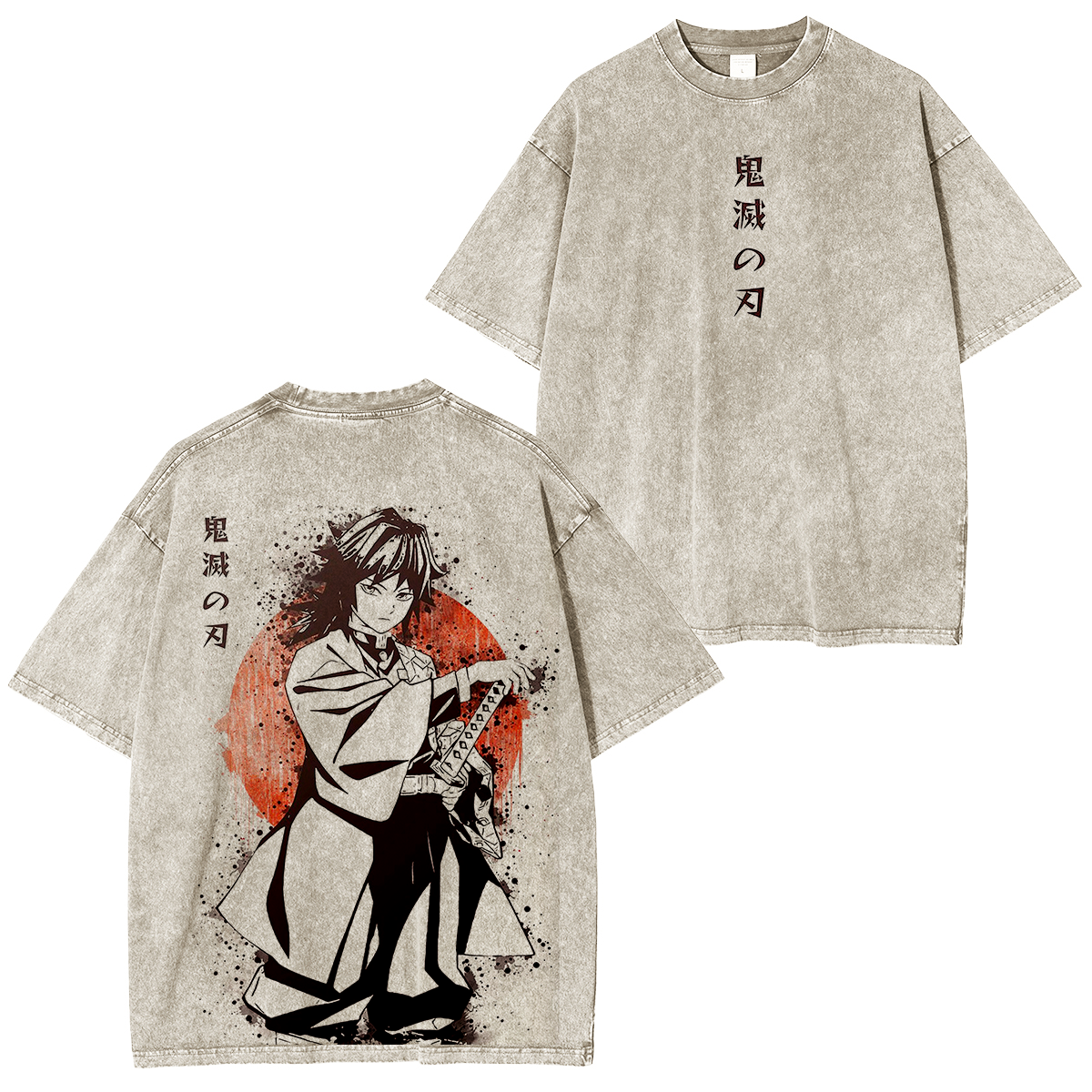 Camiseta Unisex Lavada de Anime Demon Slayer Giyu Tomioka