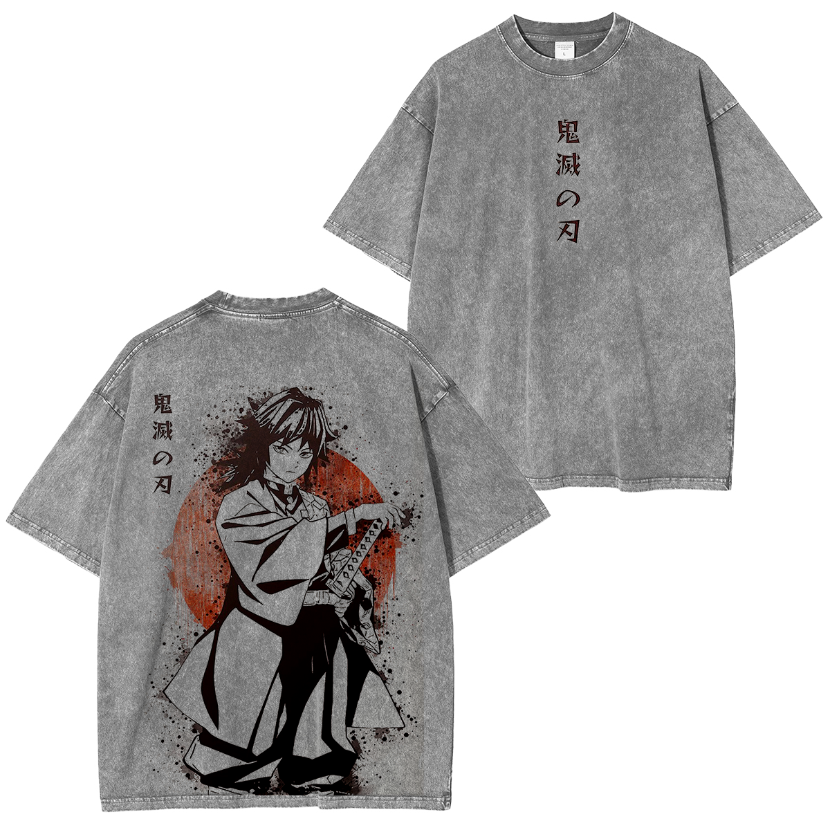 Camiseta Unisex Lavada de Anime Demon Slayer Giyu Tomioka