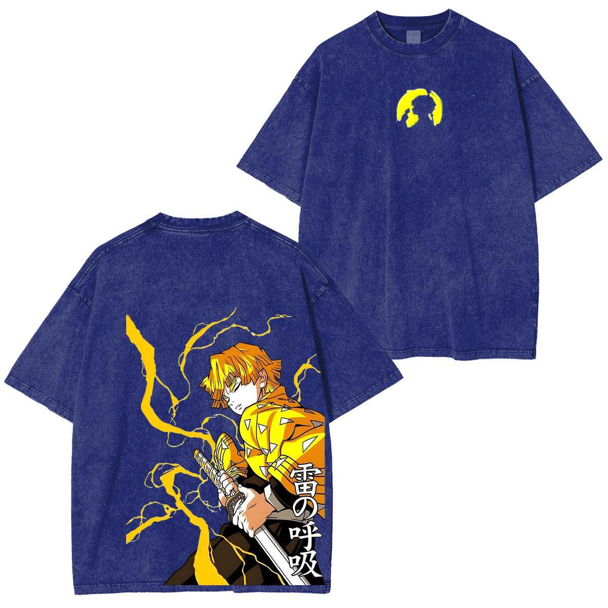 Camiseta Unisex Lavada Zenitsu Agatsuma, Anime Demon Slayer