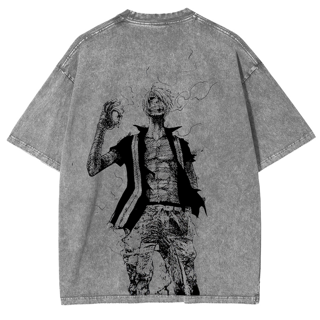 T-shirt délavé unisexe Sanji, Anime One Piece