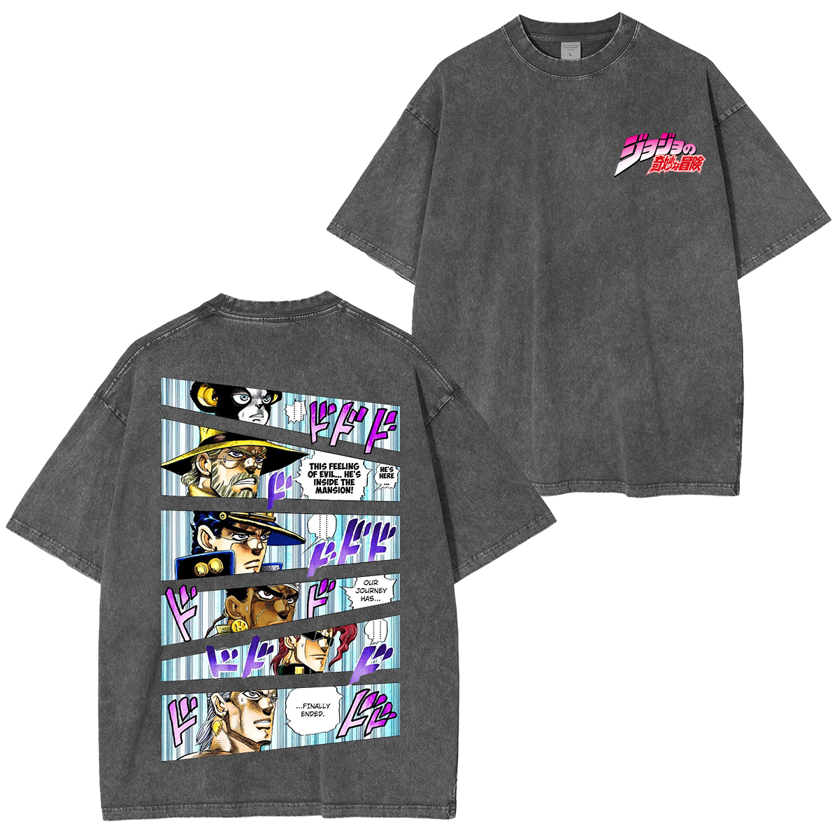Camiseta unisex lavada de anime JoJo's Bizarre Adventure