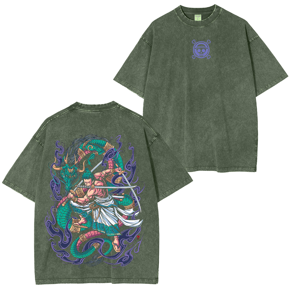 Zoro,One Piece Anime Unisex Washed T-Shirt