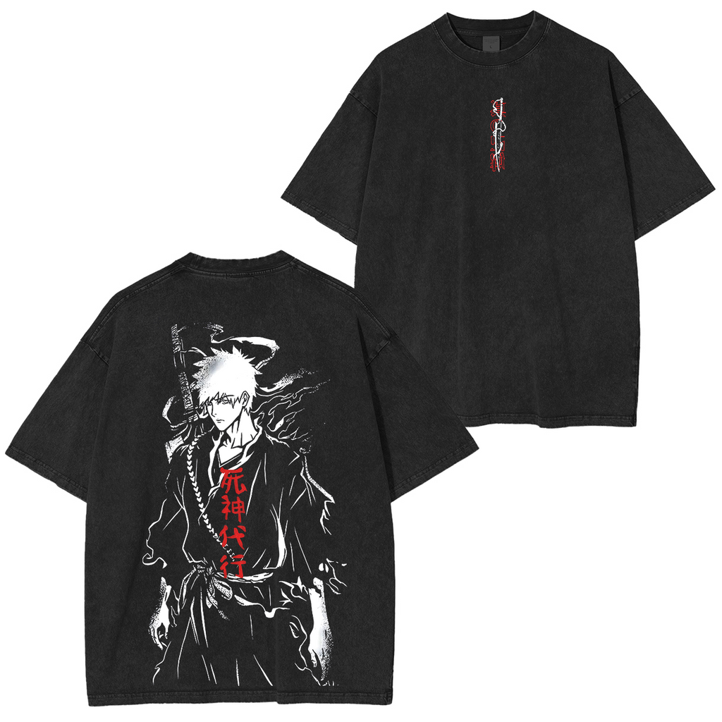 T-shirt délavé unisexe Ichigo Kurosaki Bleach Anime