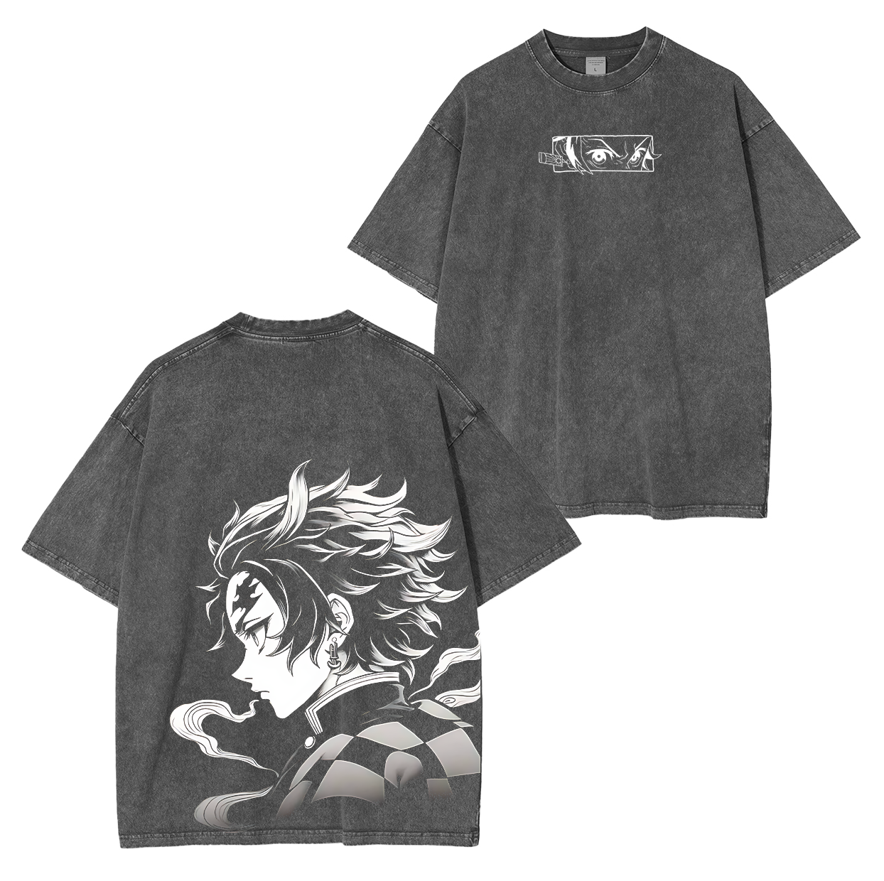 Camiseta lavada unisex de anime Demon Slayer, Tanjiro Kamado
