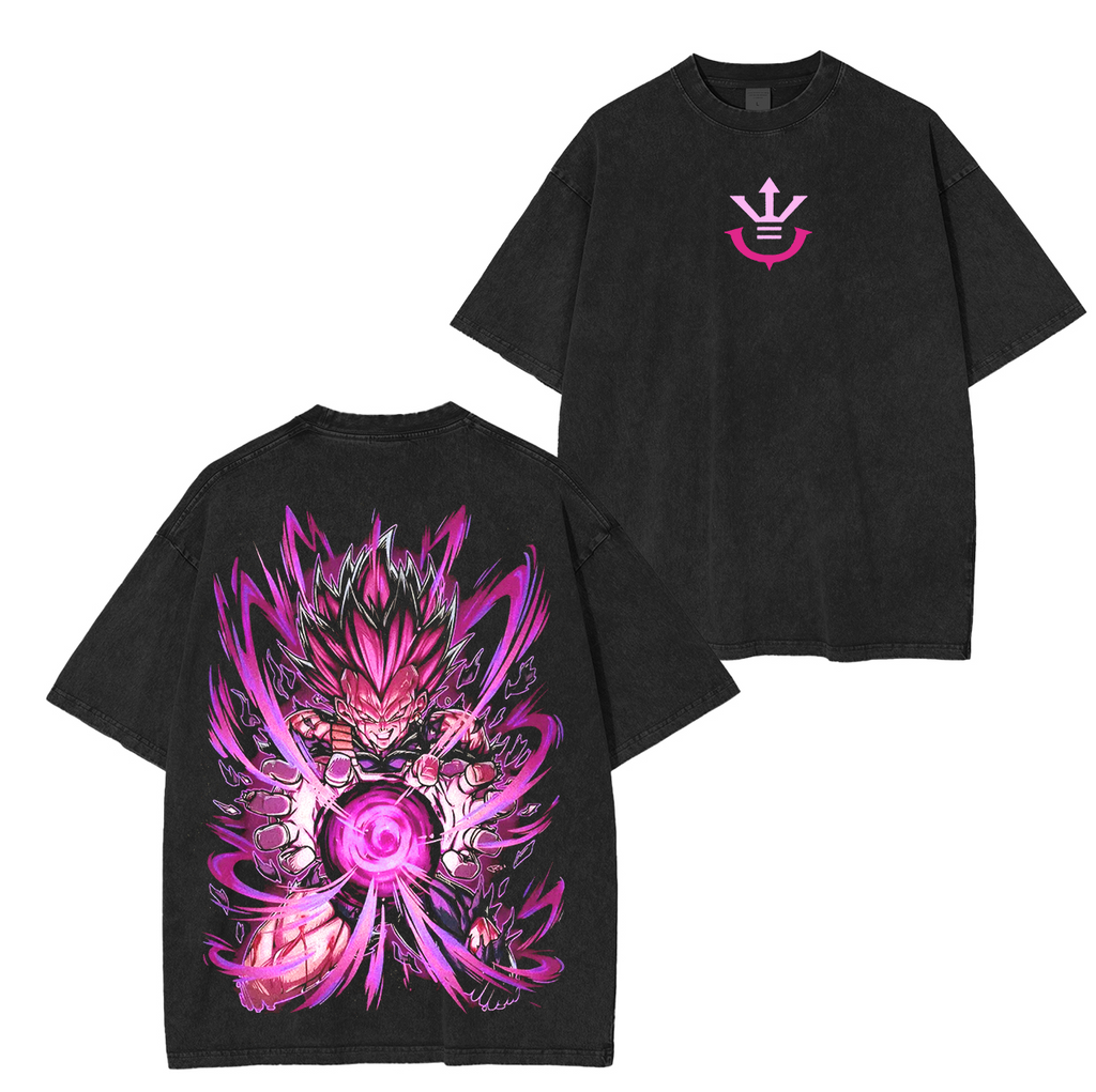 Camiseta unisex lavada de estilo retro de Dragon Ball Super - Vegeta Ego