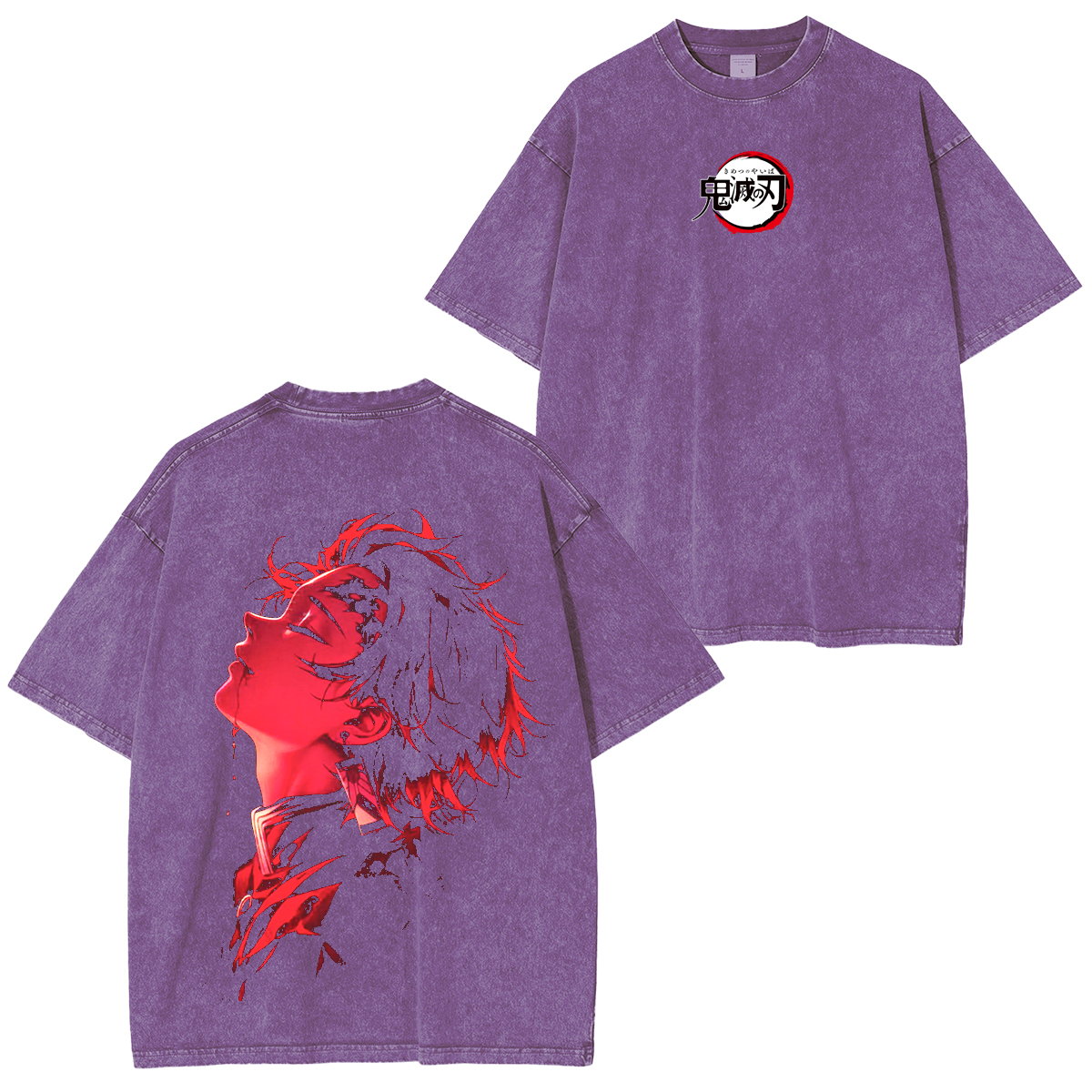 Camiseta unisex lavada de anime vintage Demon Slayer Tanjiro Kamado