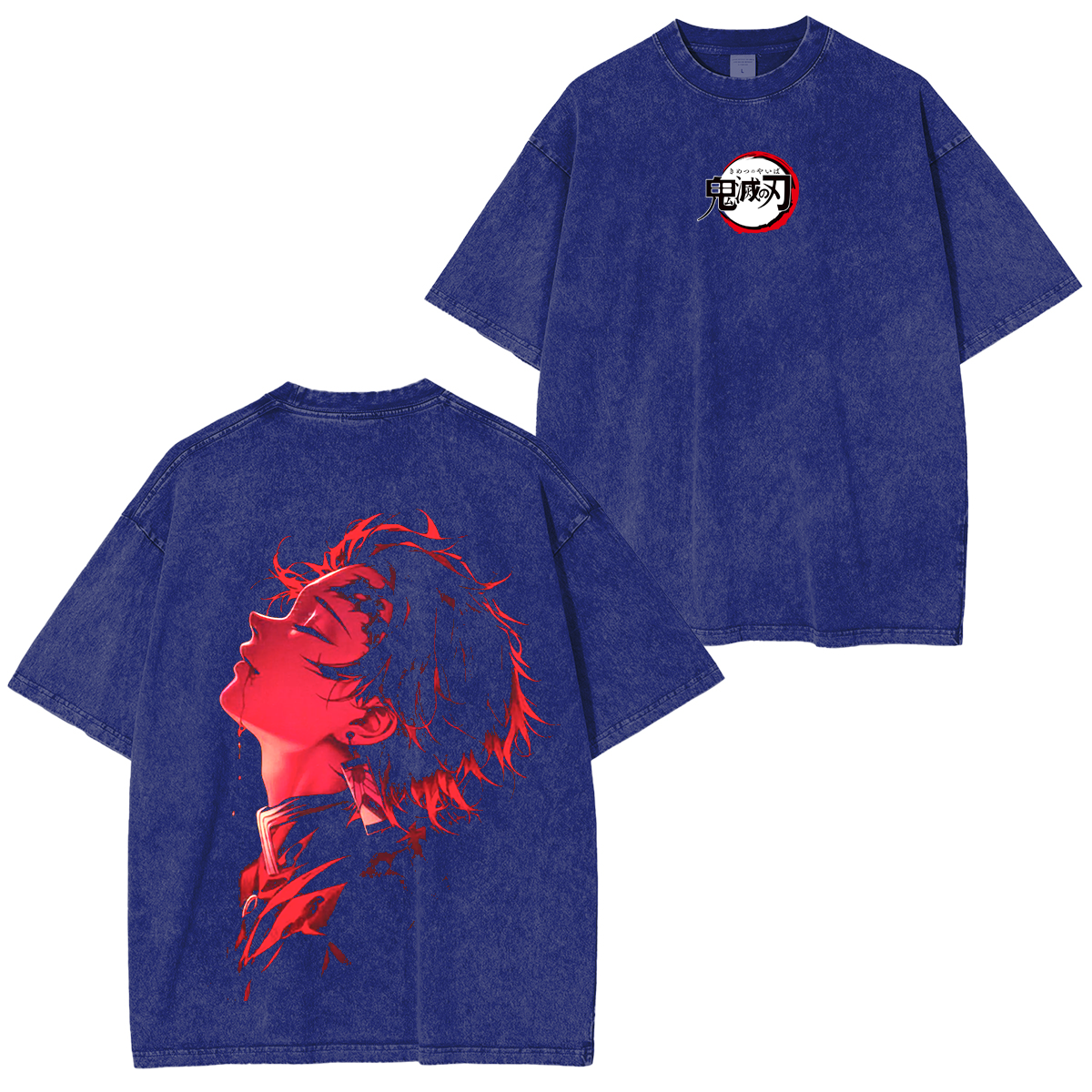Camiseta unisex lavada de anime vintage Demon Slayer Tanjiro Kamado