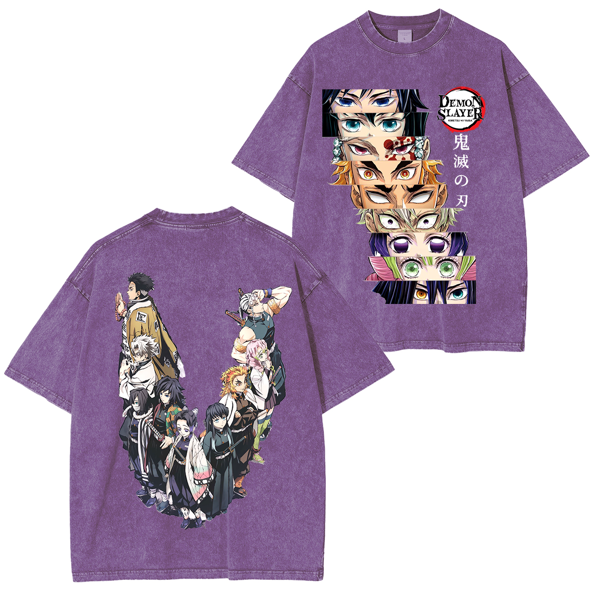 Demon Slayer Hashira  Vintage Anime Unisex Washed T-Shirt