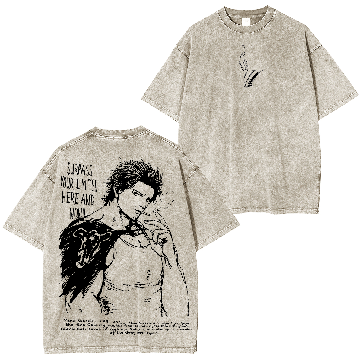 T-shirt Unisexe Lavé Yami Sukehiro, Anime Black Clover