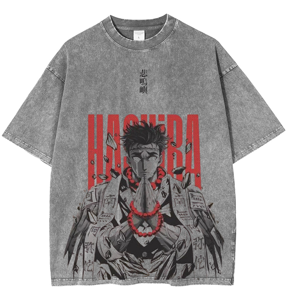Camiseta unisex lavada de anime Gyomei Himejima
