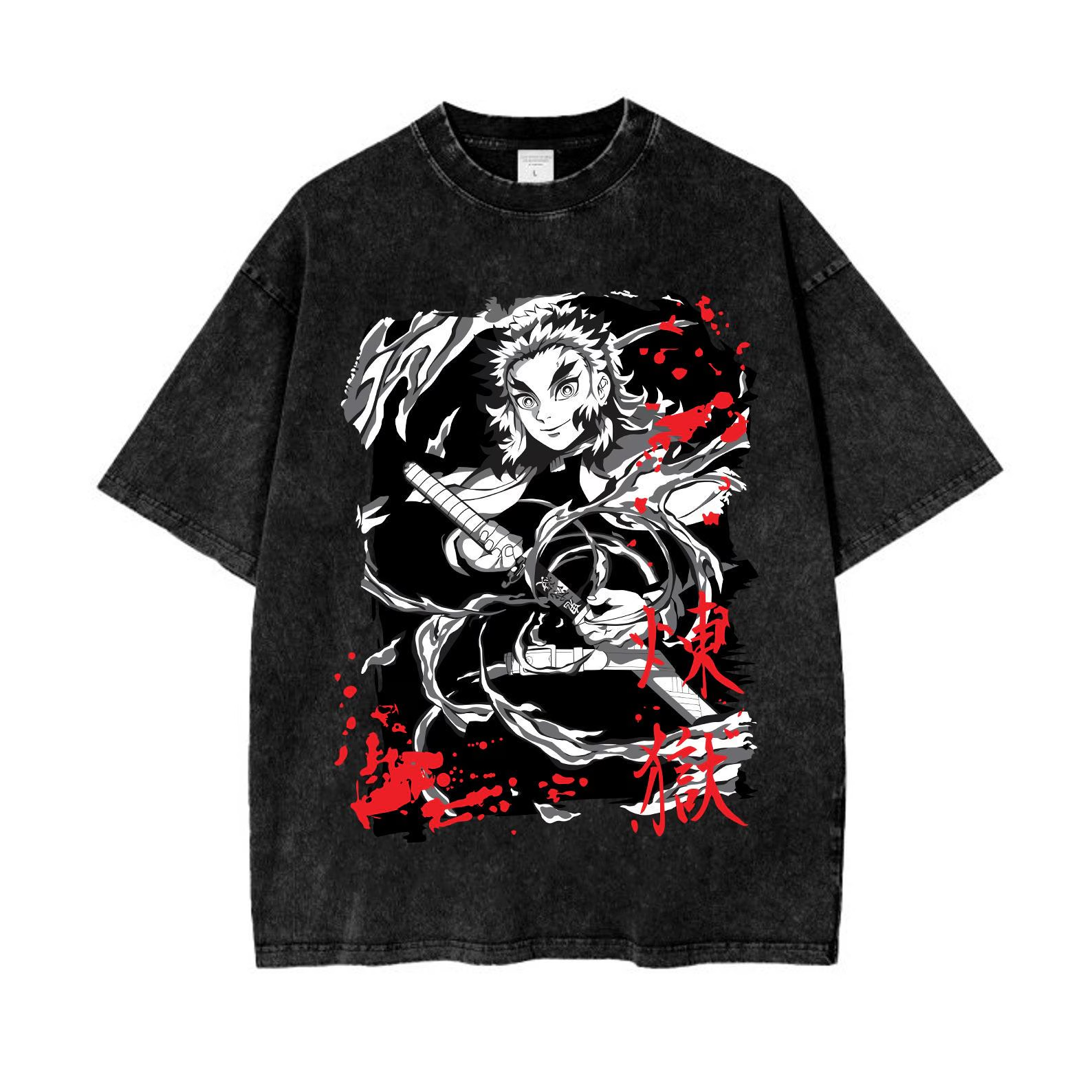 Demon Slayer Crewneck Anime Unisex Washed T-Shirt
