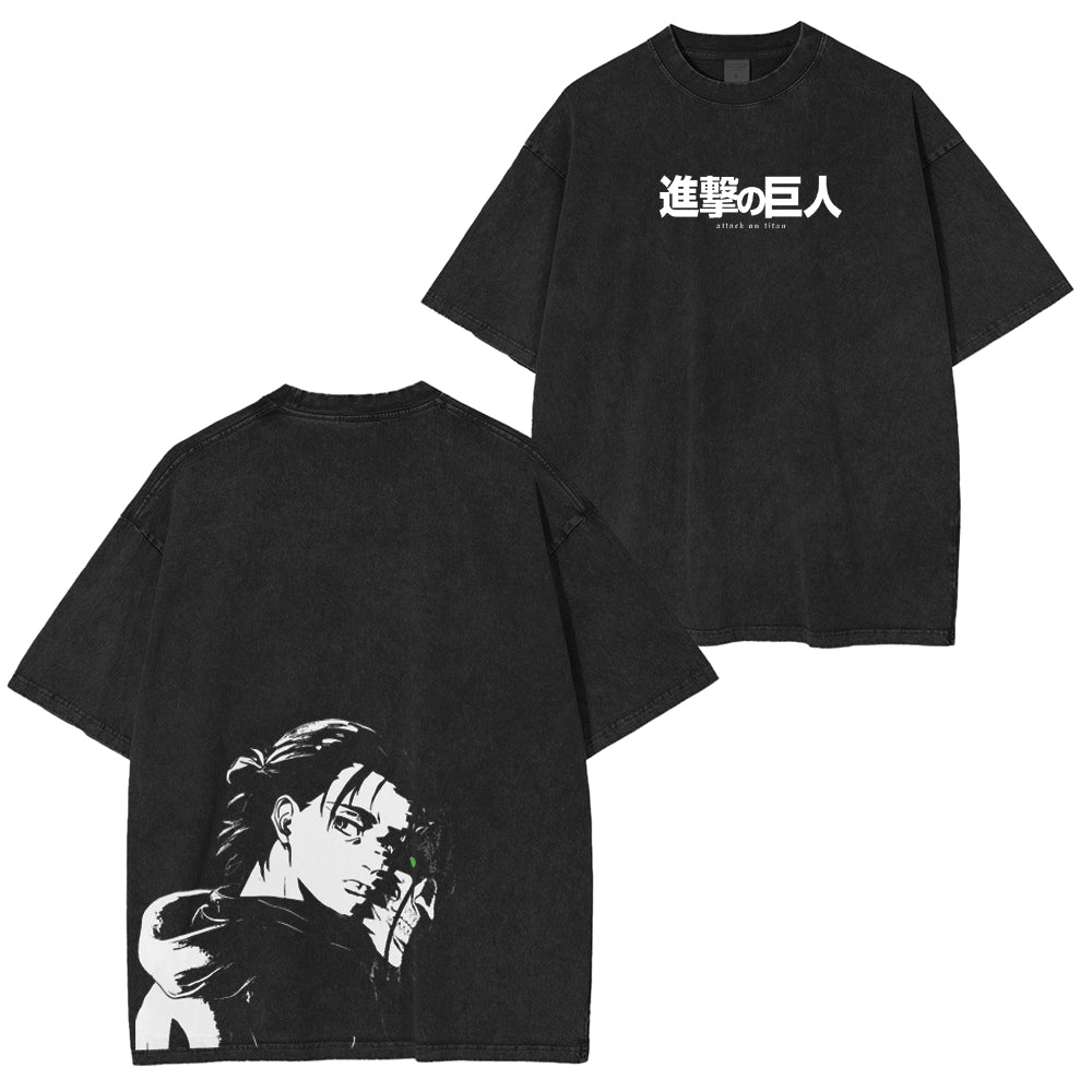 Camiseta unisex Eren Yeager Ataque a los Titanes desgastada