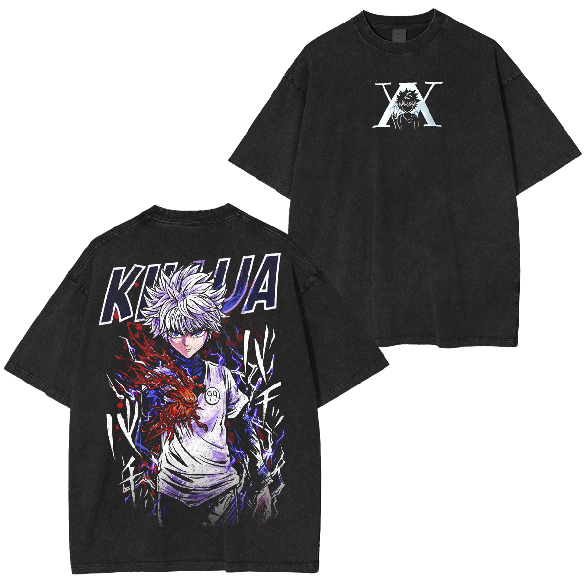 T-shirt Unisexe Délavé Freecss vs Kirua Zoldyck Hunter × Hunter Anime