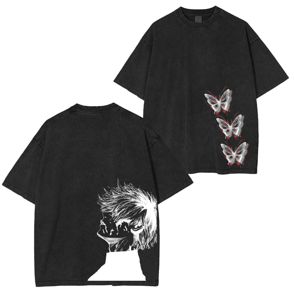 Camiseta Unisex Lavada Retro Vintage Anime Tokyo Ghoul Ken Kaneki