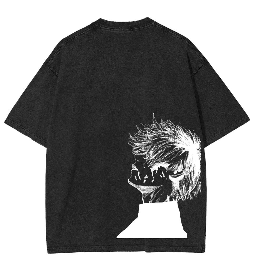 Camiseta Unisex Lavada Retro Vintage Anime Tokyo Ghoul Ken Kaneki
