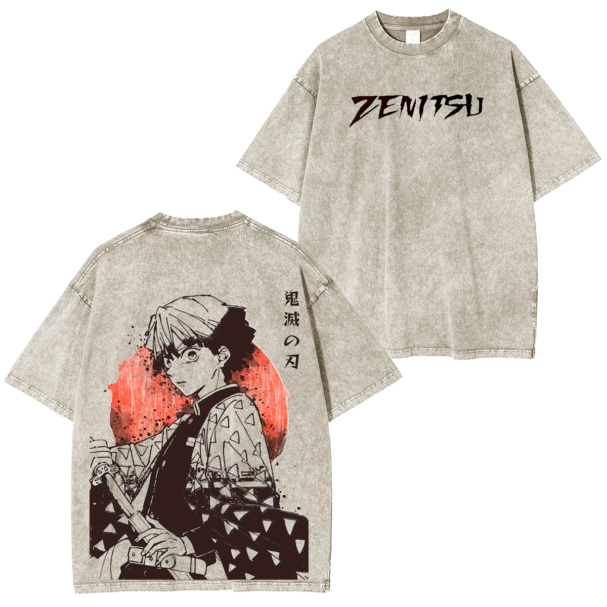 T-shirt délavé Zenitsu, Anime Demon Slayer