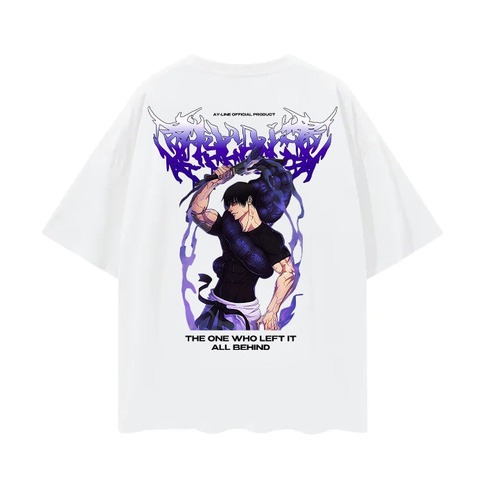 T-shirt streetwear blanc « Celui qui a tout laissé derrière lui »