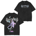 Camiseta lavada con doble estampado del anime Demon Slayer Kimetsu no Yaiba