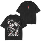 Camisetas de algodón pesadas, ligeras, de gran tamaño y lavado ácido de manga del anime Jujutsu Kaisen "Toji Fushiguro" El Asesino de Hechiceros