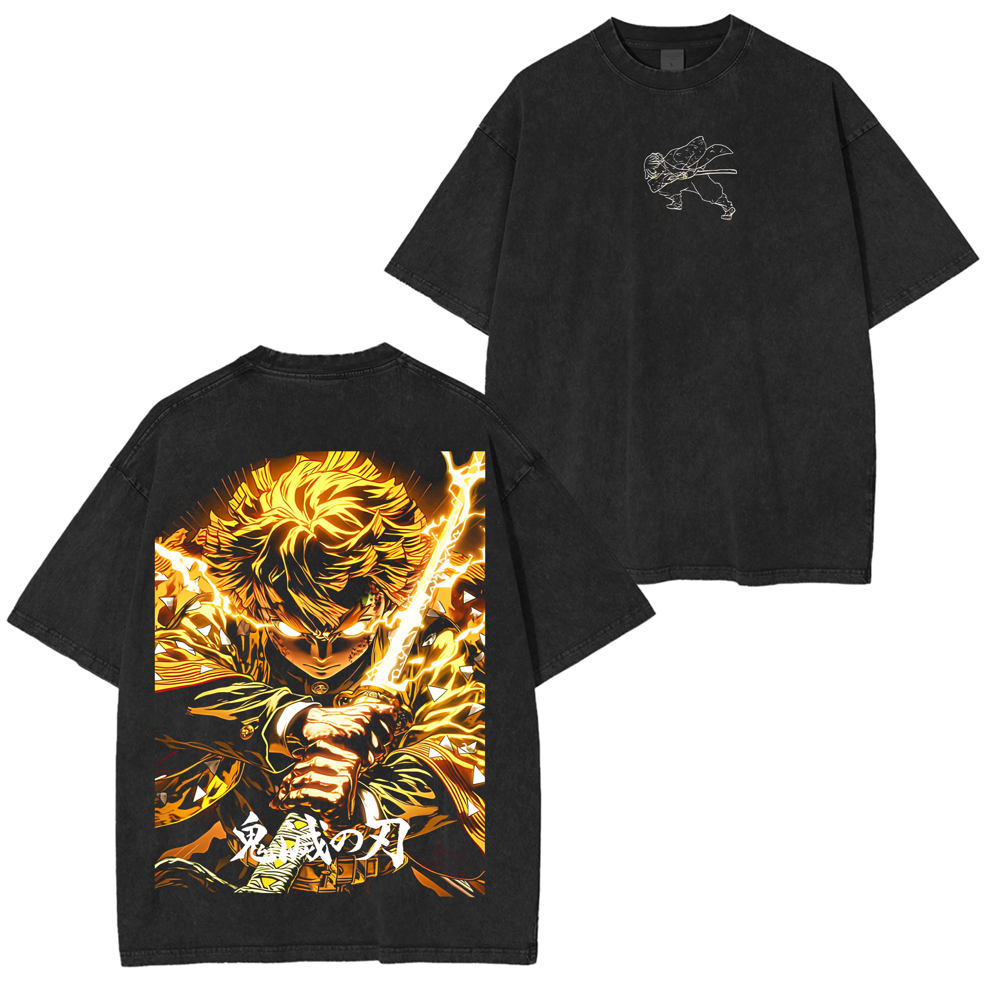 Demon Slayer Zenitsu Agatsuma Anime Unisex Washed T-Shirt