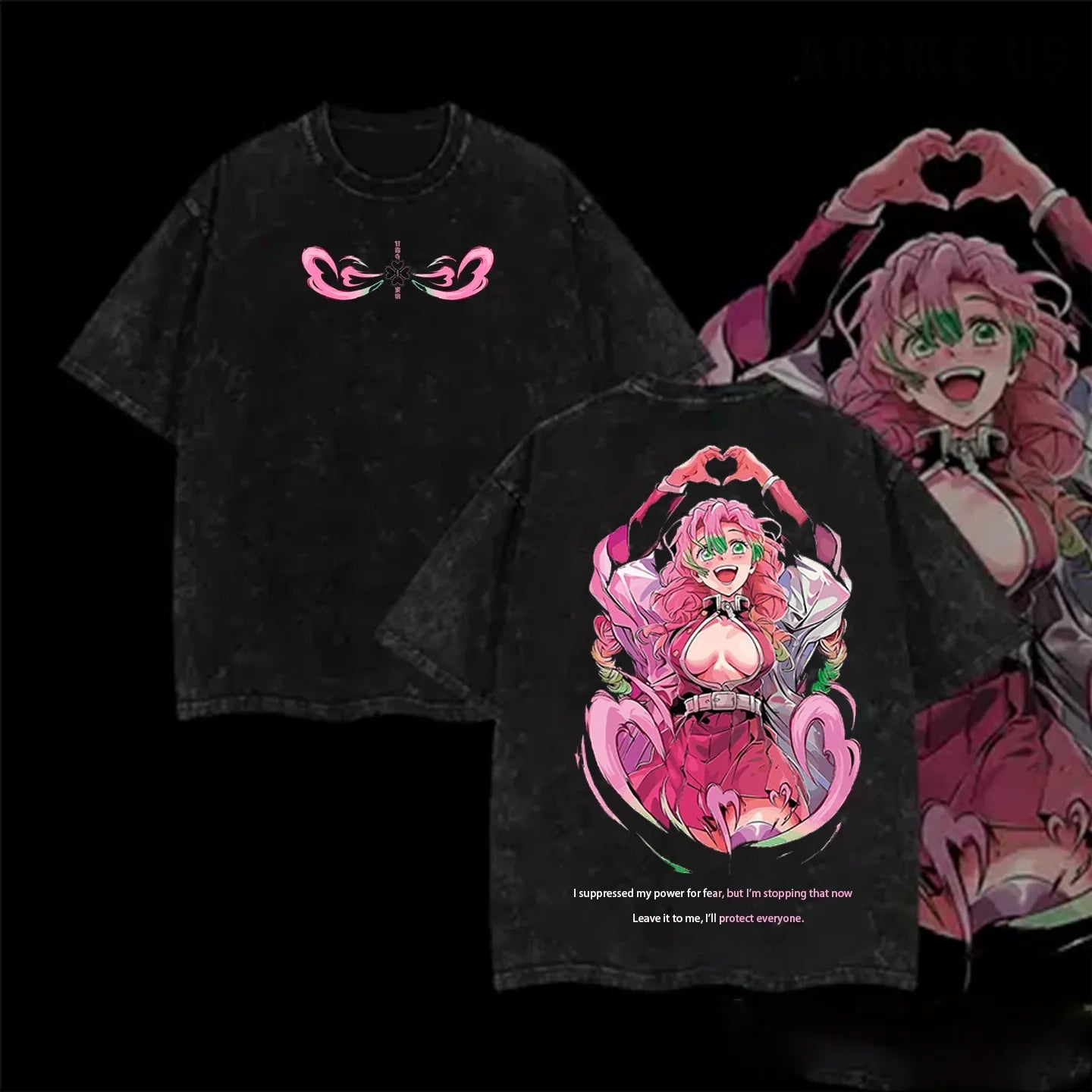 Hashira Demon Slayer Tee â€?Rengoku, Giyu, Tengen, Obanai, Gyomei, Mitsuri Vintage Washed Oversized T-Shirt