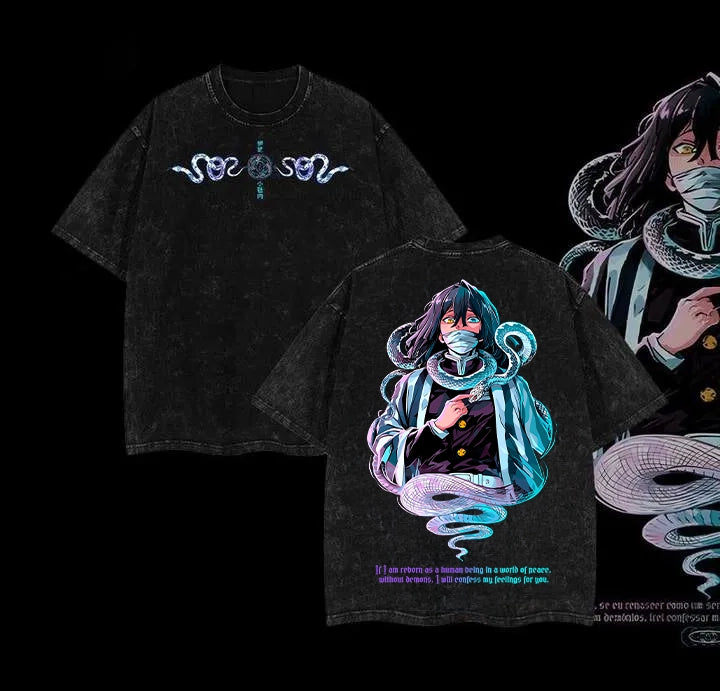 Hashira Demon Slayer Tee â€?Rengoku, Giyu, Tengen, Obanai, Gyomei, Mitsuri Vintage Washed Oversized T-Shirt