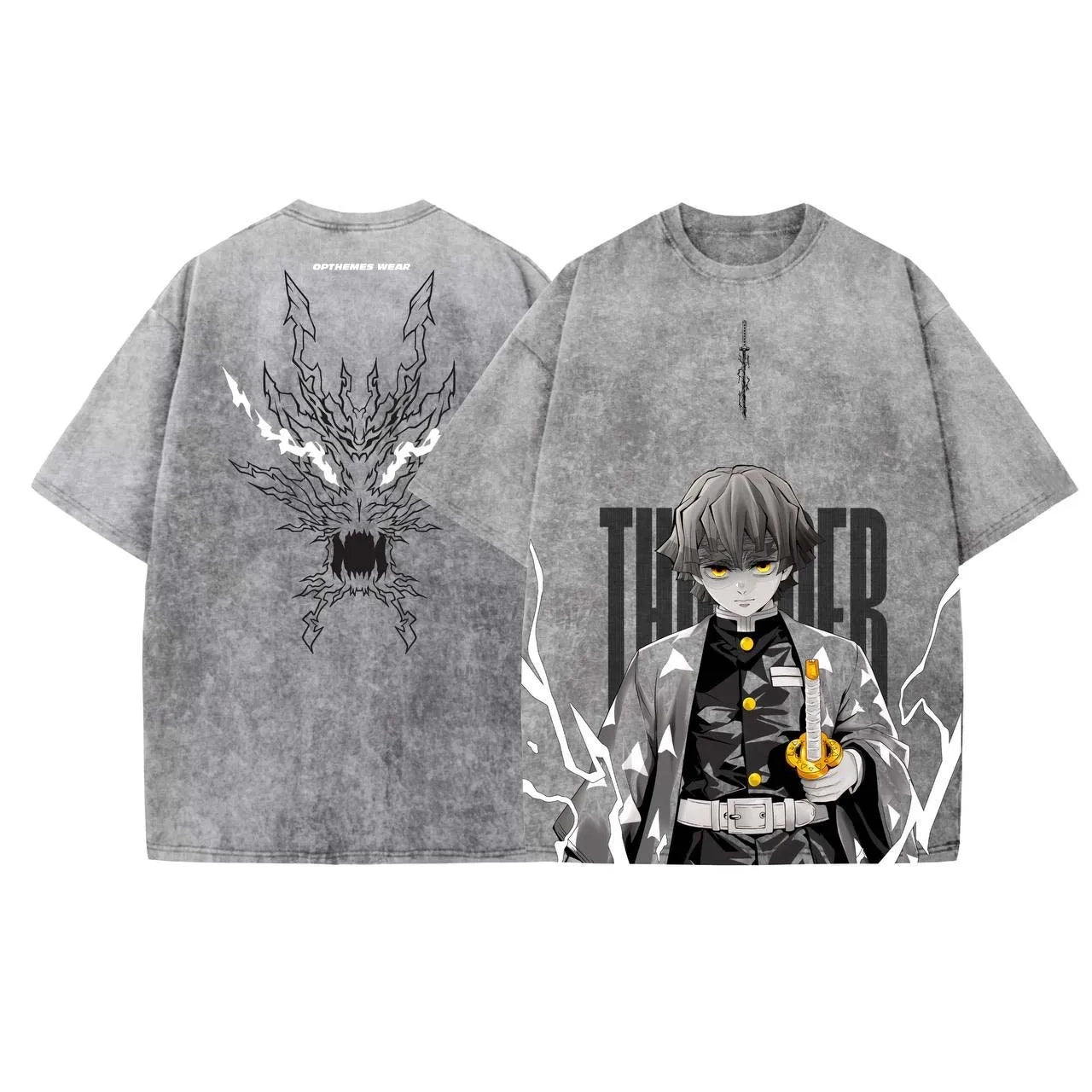 Camiseta lavada unisex Zenitsu Demon Slayer