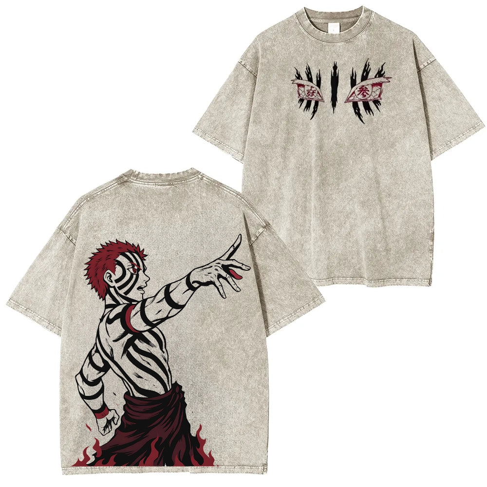 Camiseta unisex lavada Akaza Luna Superior 3 de Demon Slayer