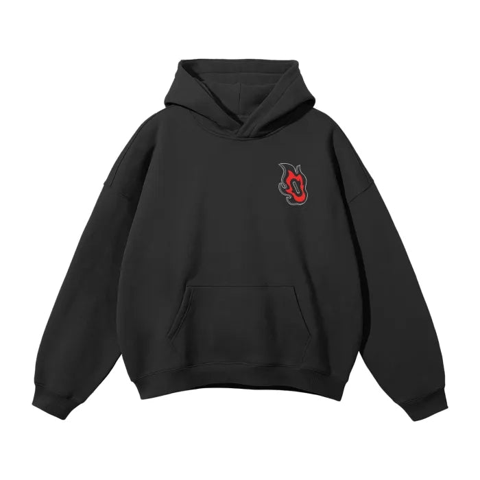 Sweat à capuche streetwear noir Flame Hashira