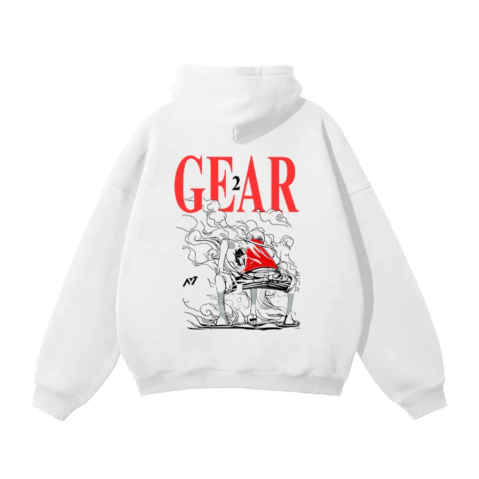 Sweat à capuche streetwear blanc "Path of the Pirate King Gear 2"