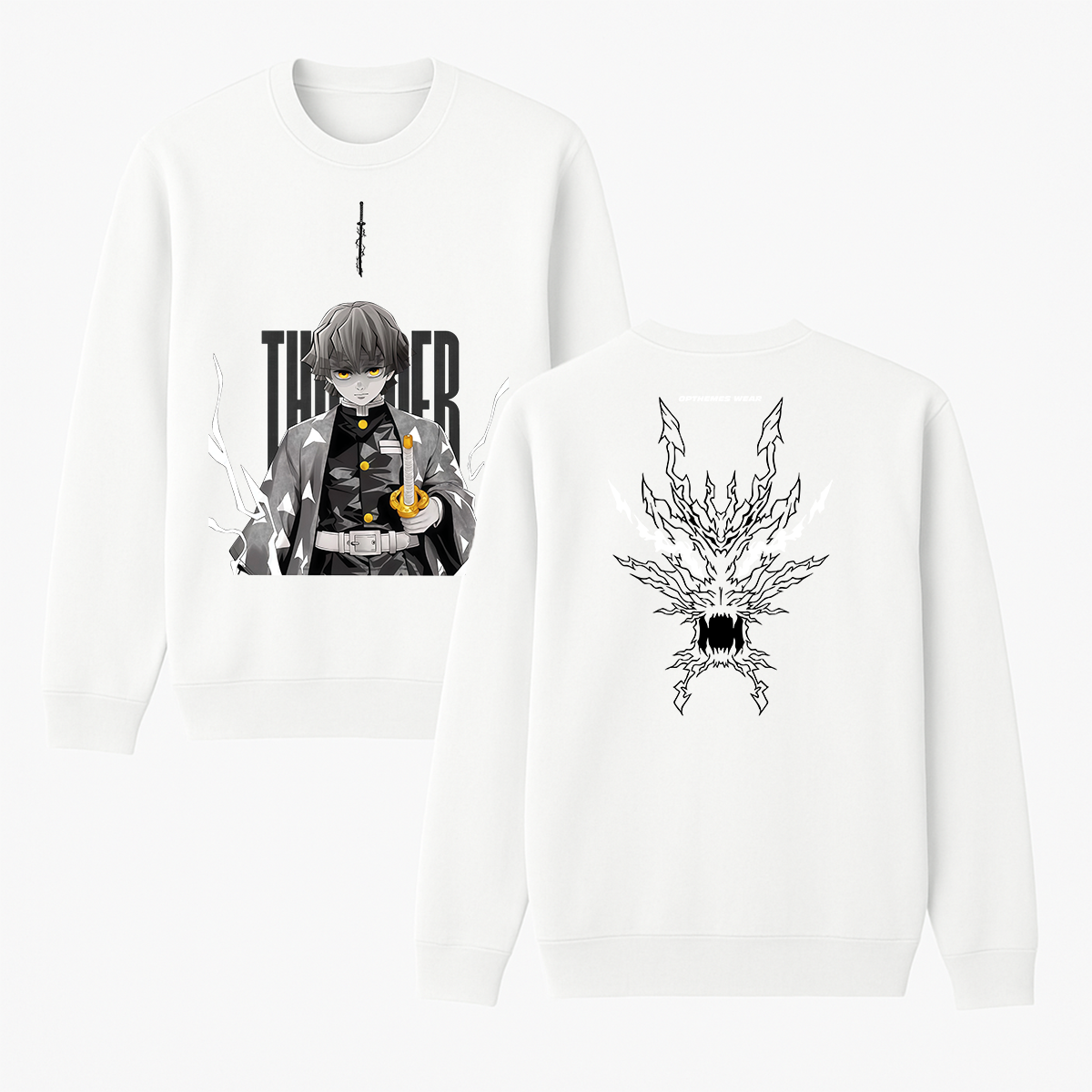 Sudadera unisex con cuello redondo del anime Demon Slayer de Zenitsu
