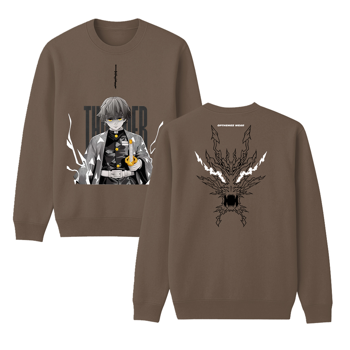 Sudadera unisex con cuello redondo del anime Demon Slayer de Zenitsu
