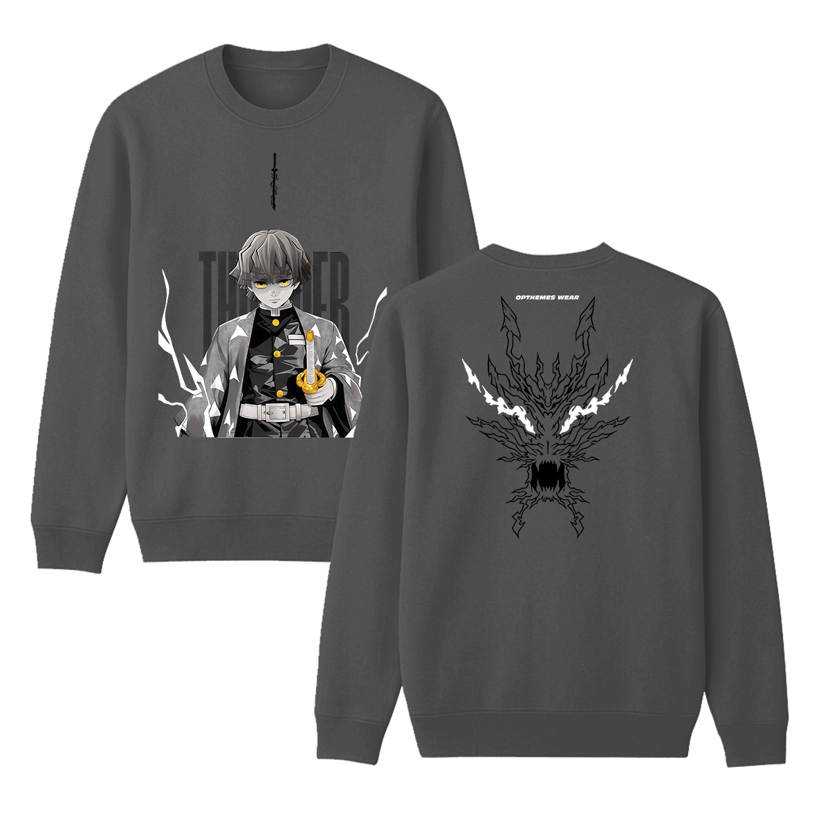 Sudadera unisex con cuello redondo del anime Demon Slayer de Zenitsu