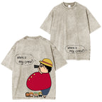 Fun Where ismy crew? T-shirt/Col ras du cou/Sweat à capuche délavé vintage